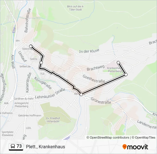 73 Bus Line Map