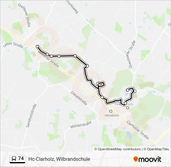 74 Bus Line Map