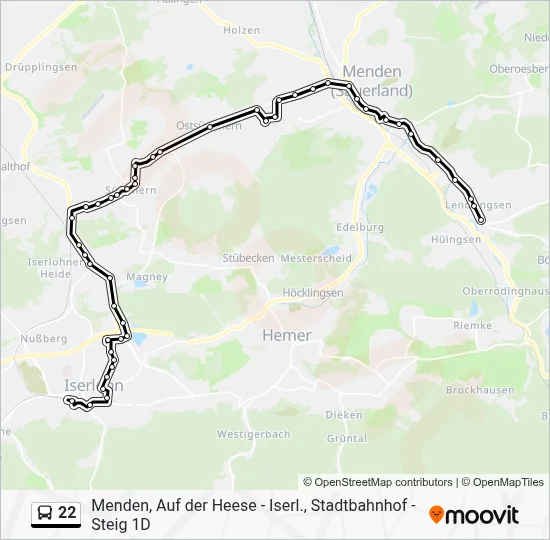 22 Bus Line Map