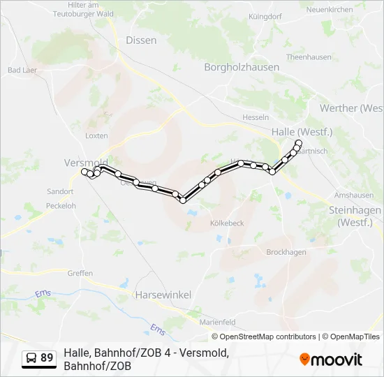 89 Bus Line Map