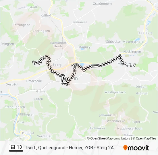 13 Bus Line Map