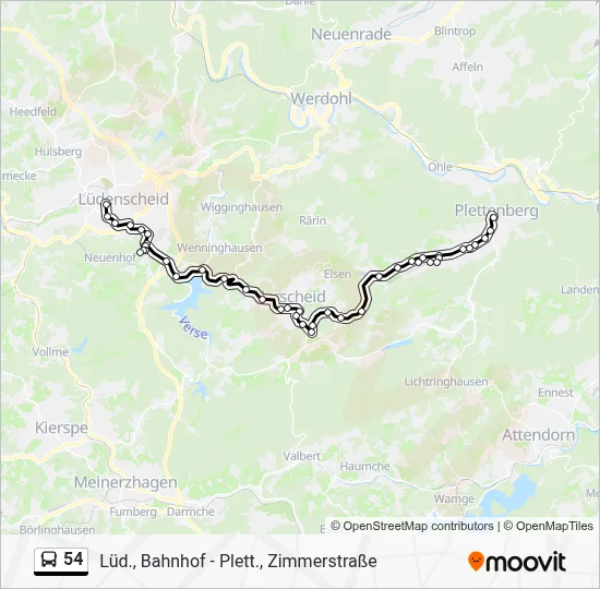54 Bus Line Map