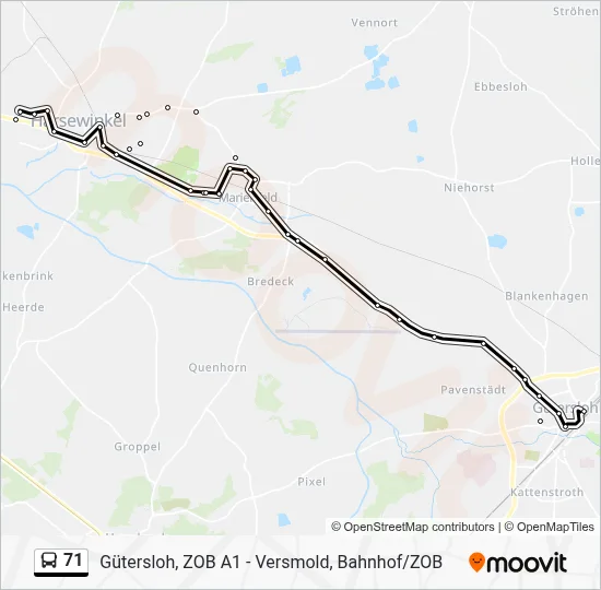 71 Bus Line Map