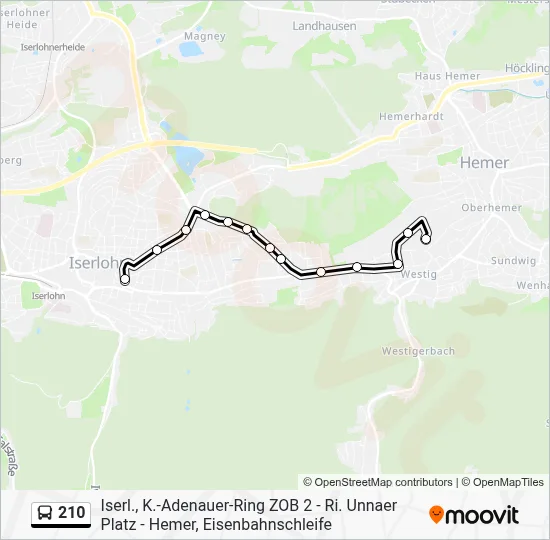 Bus Ruta 210 210 Route: Schedules, Stops & Maps - Iserl., K.-Adenauer-Ring Zob 1b ...