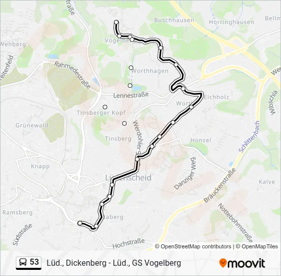 53 Bus Line Map
