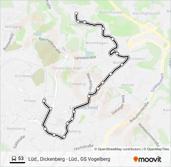 53 Bus Line Map
