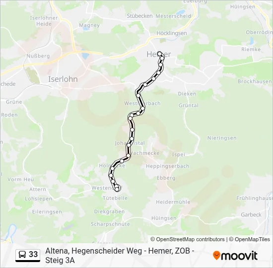 33 Bus Line Map