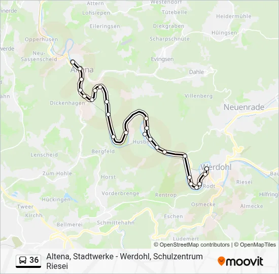 36 Bus Line Map