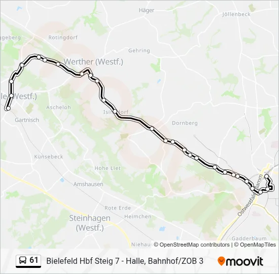 61 Bus Line Map