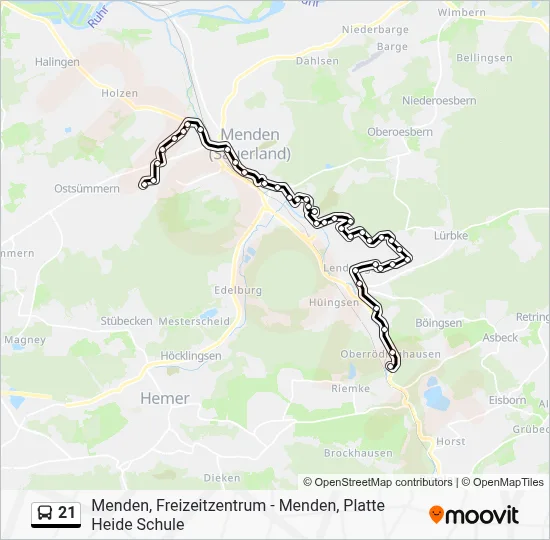 21 Bus Line Map