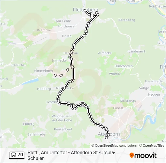 70 Bus Line Map