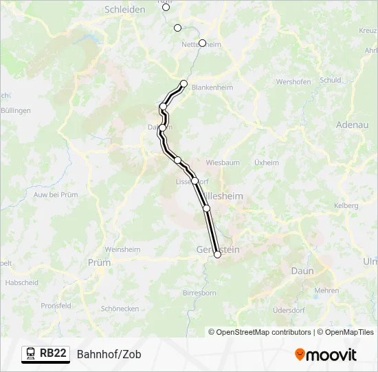Bahnlinie RB22 Karte