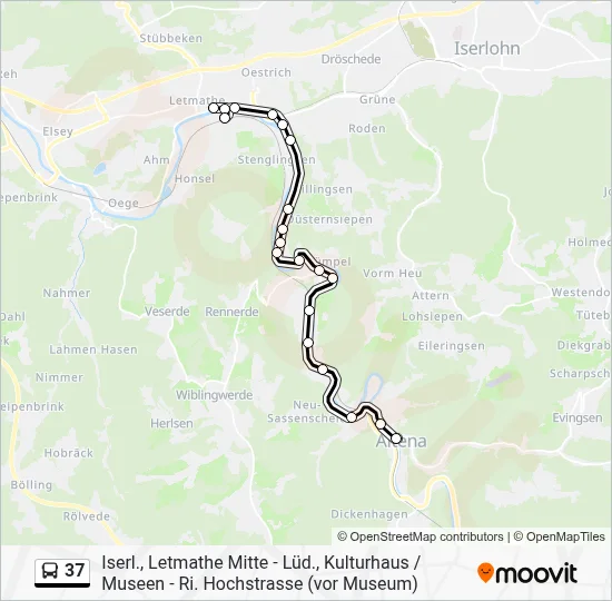 Buslinie 37 Karte