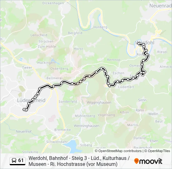 61 Bus Line Map