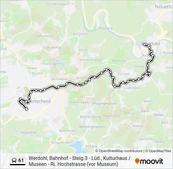 61 Bus Line Map