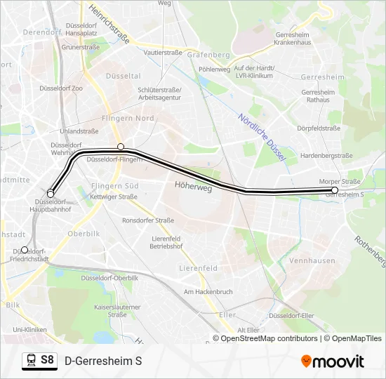 Bahnlinie S8 Karte