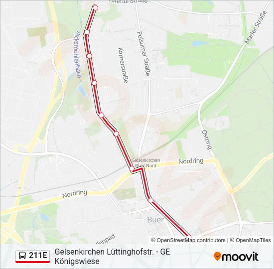 211E Bus Line Map