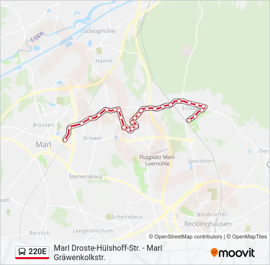 220E Bus Line Map