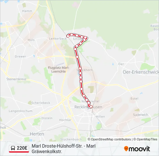 220E Bus Line Map