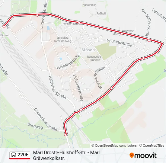 220E Bus Line Map