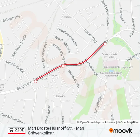 220E Bus Line Map