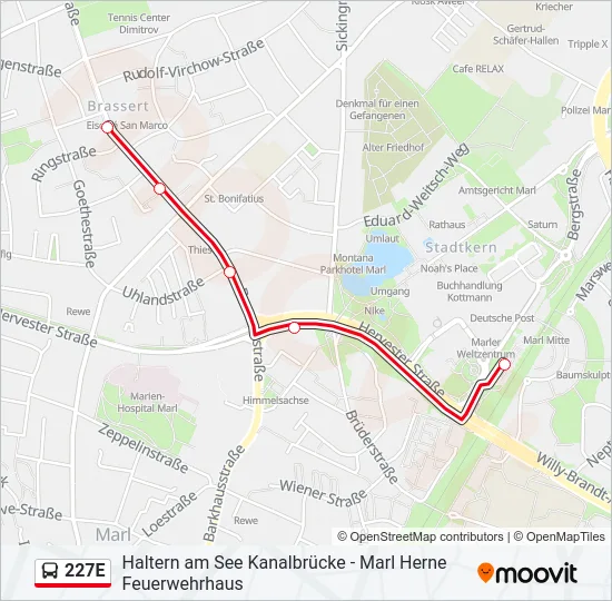 227E Bus Line Map
