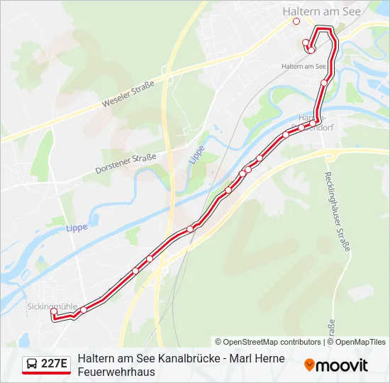 227E Bus Line Map