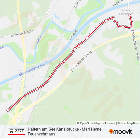 Автобус 227E: карта маршрута