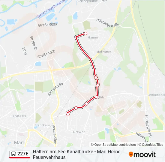 227E Bus Line Map