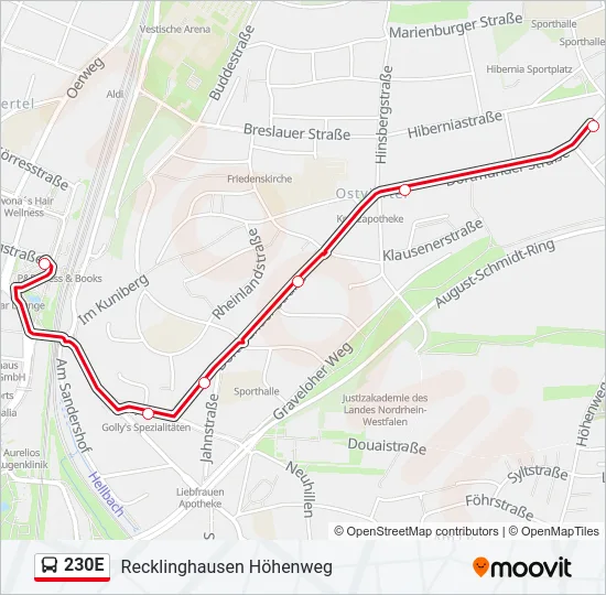 230E Bus Line Map