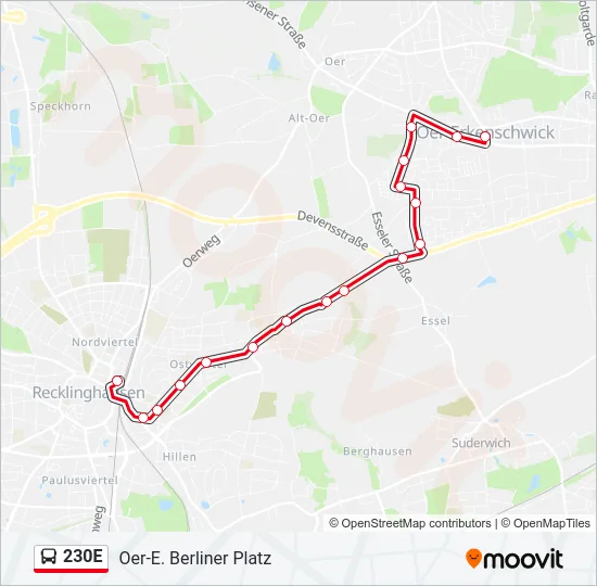 230E Bus Line Map