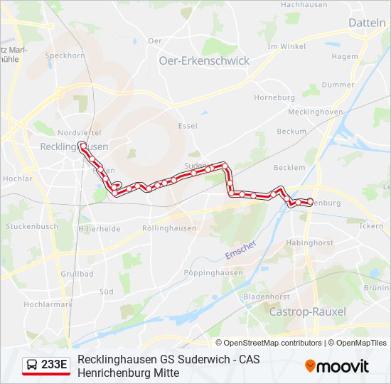 Автобус 233E: карта маршрута