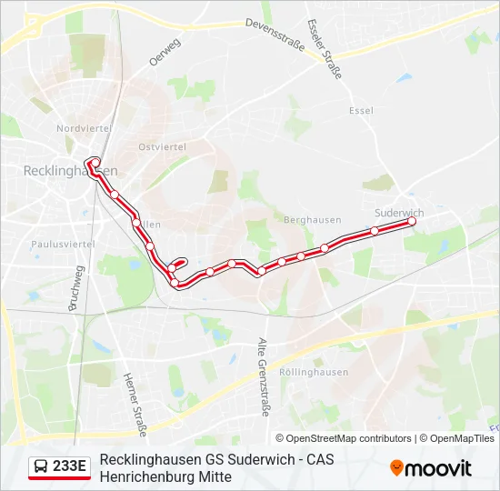 233E Bus Line Map