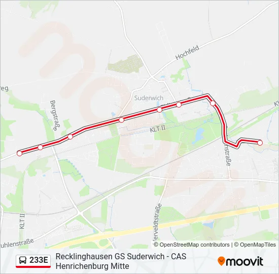 233E Bus Line Map