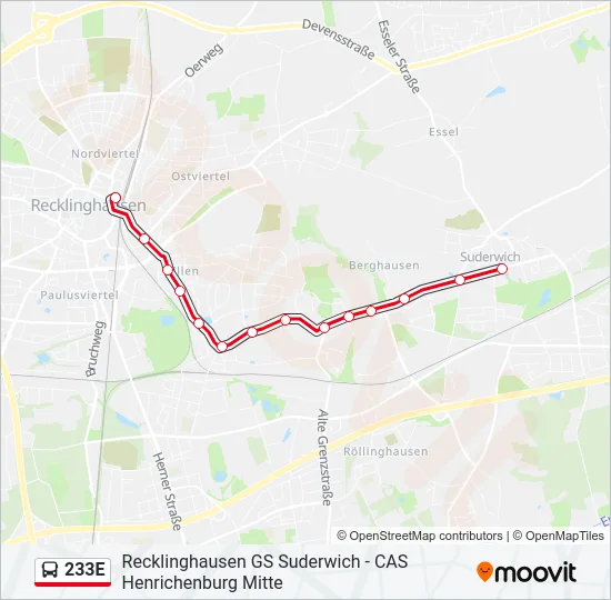 233E Bus Line Map