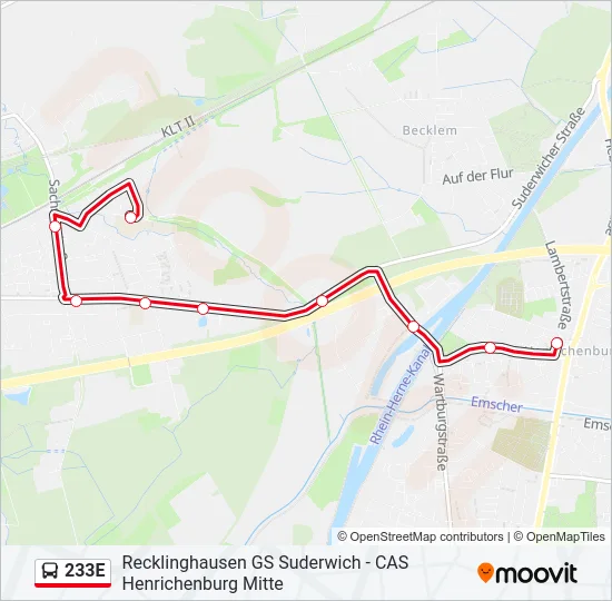 233E Bus Line Map