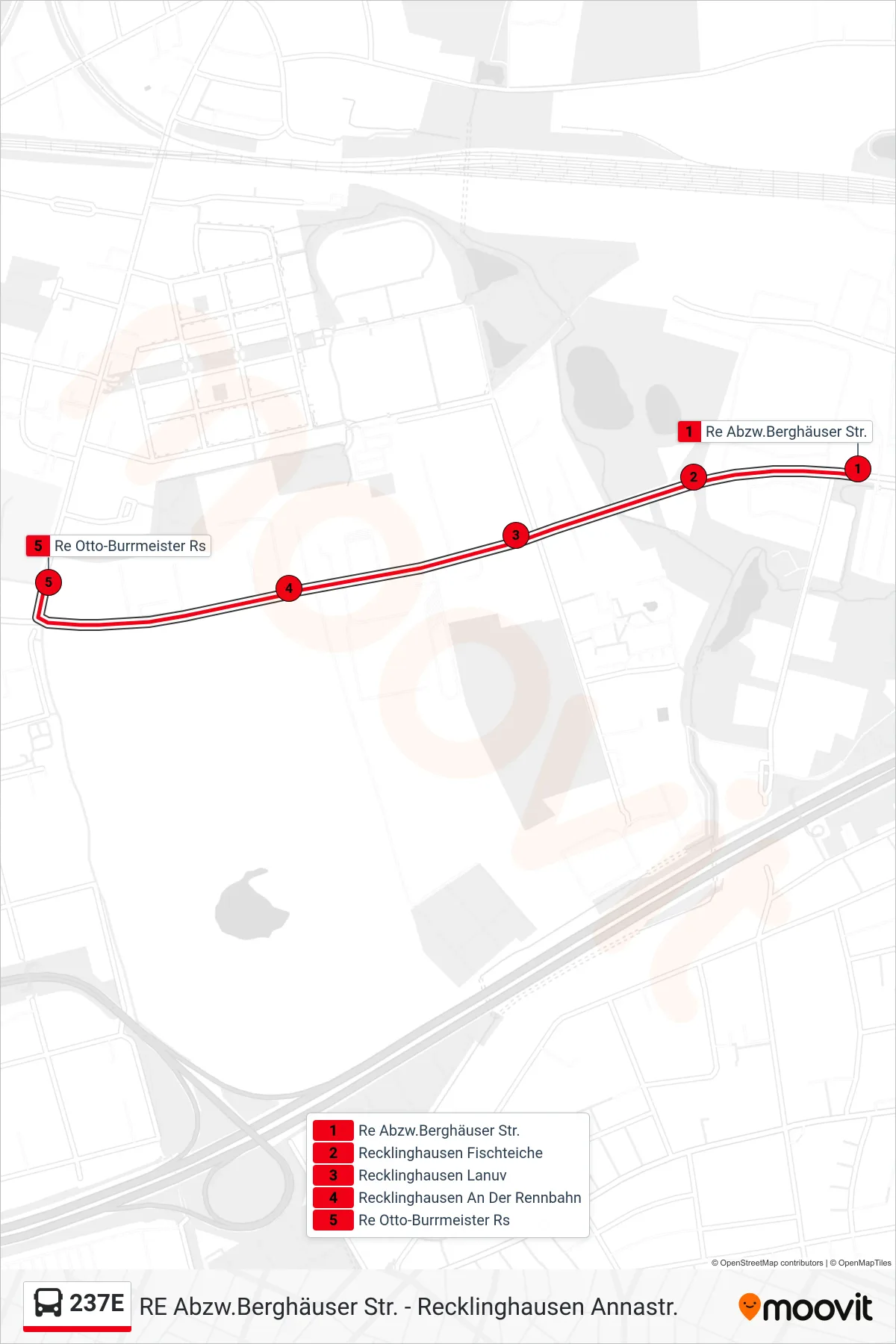 Linie 237E (Bus) Richtung Re Otto-Burrmeister Rs: Route und Haltestellen auf der Karte