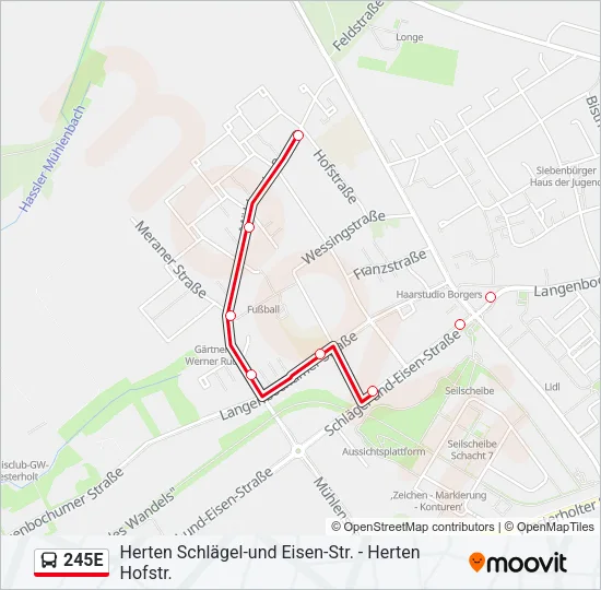 245E Bus Line Map