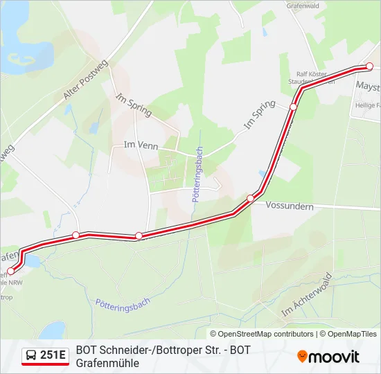 251E Bus Line Map