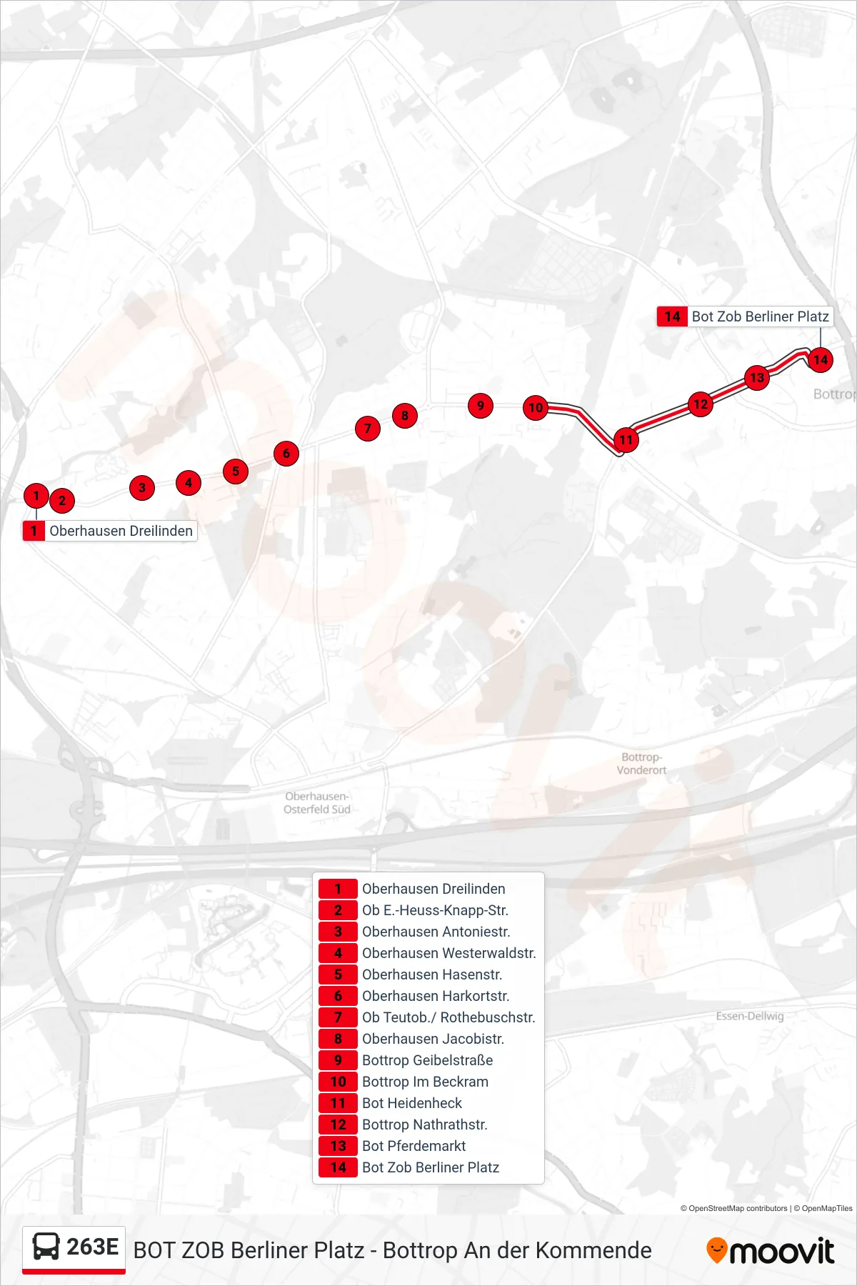 Linie 263E (Bus) Richtung Bot Zob Berliner Platz: Route und Haltestellen auf der Karte