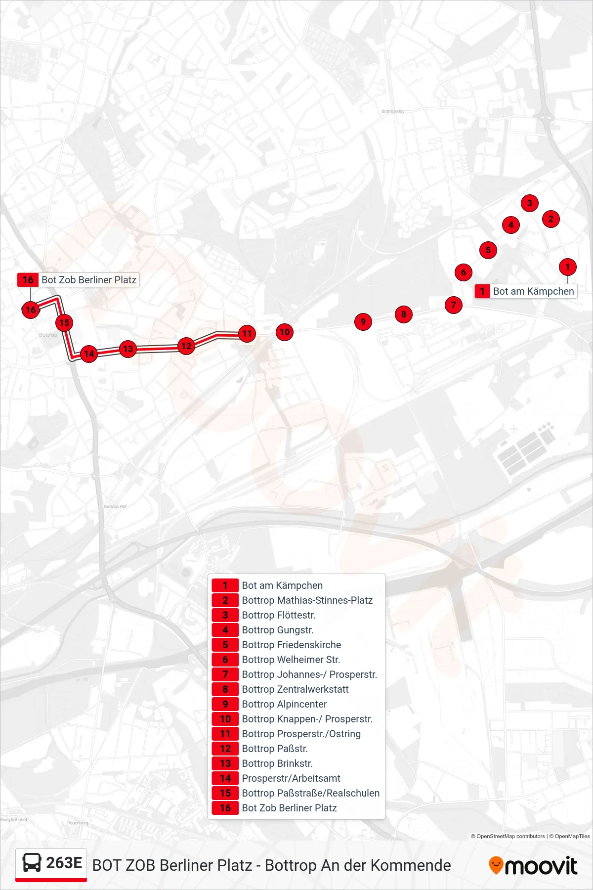 Linie 263E (Bus) Richtung Bot Zob Berliner Platz: Route und Haltestellen auf der Karte