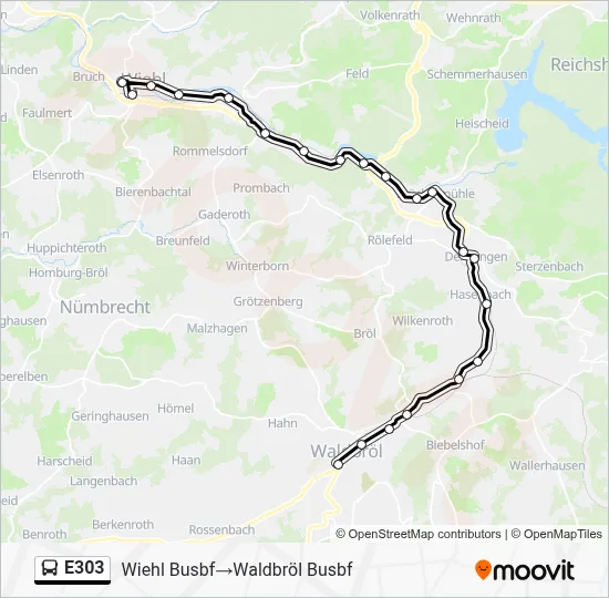 E303 Bus Line Map