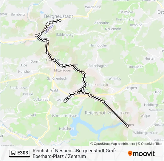 E303 Bus Line Map
