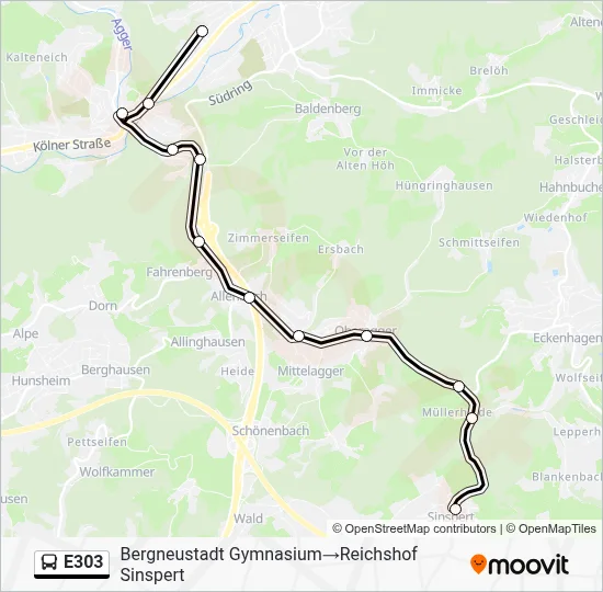 E303 Bus Line Map