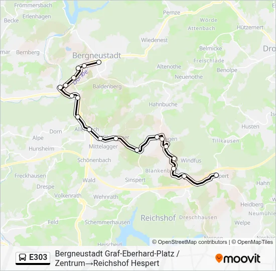 E303 Bus Line Map