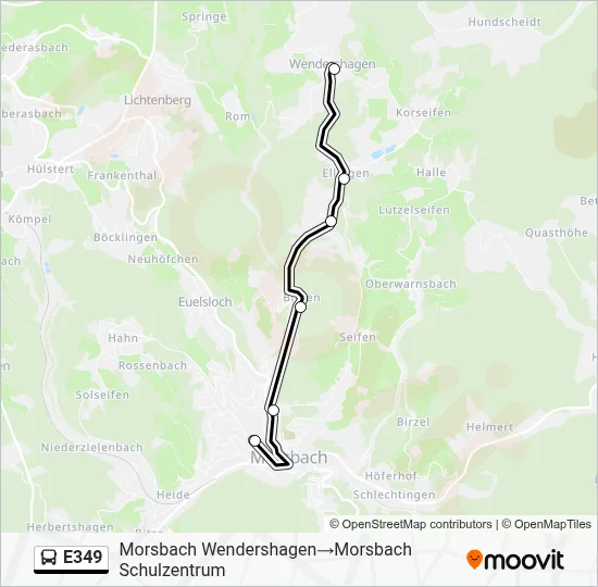 E349 Bus Line Map