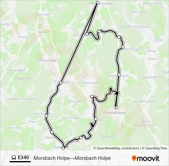 E340 Bus Line Map