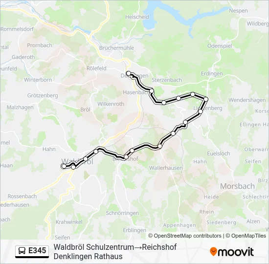 E345 Bus Line Map