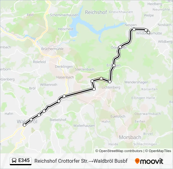 E345 Bus Line Map