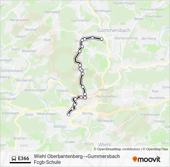 Buslinie E366 Karte